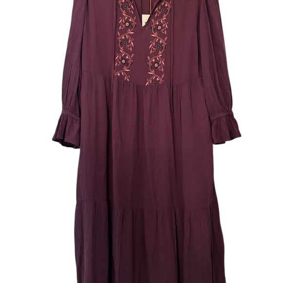 🌴 Knox Rose NWT Embroidered Midi Dress Purple - Pockets - Picture 3 of 6